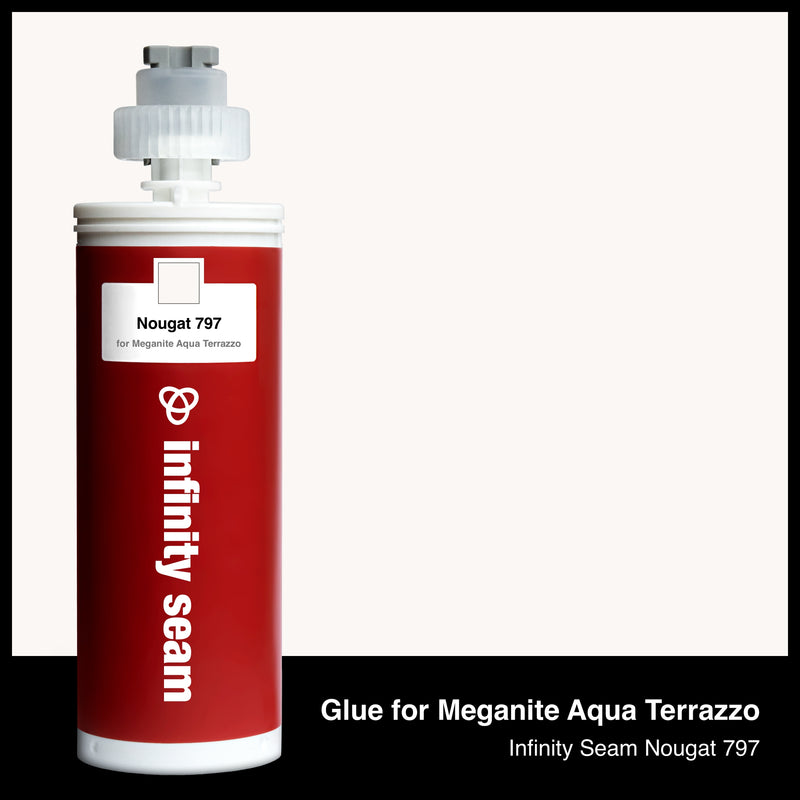Glue color for Meganite Aqua Terrazzo solid surface with glue cartridge